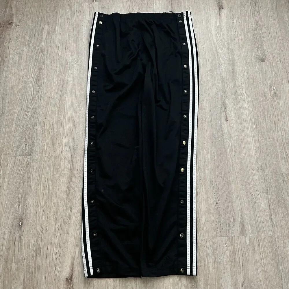 Vintage 2000s Adidas Black White Stripe Track Pants Baggy Y2K Mens M